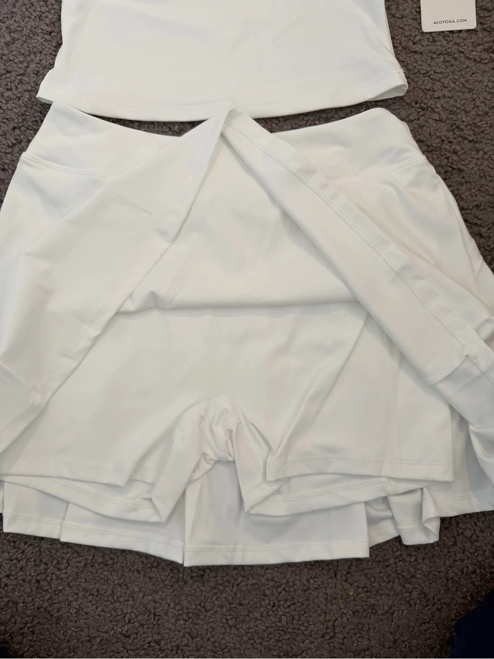 alo White Tank and Skirt Set